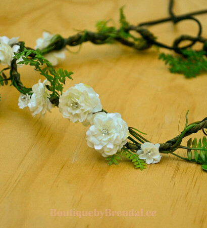 hair garland, headband and cream flower