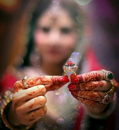 red, pretty and bride