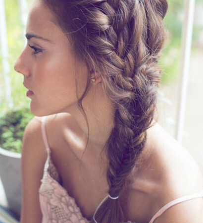 hairstyle, braided and messy hair
