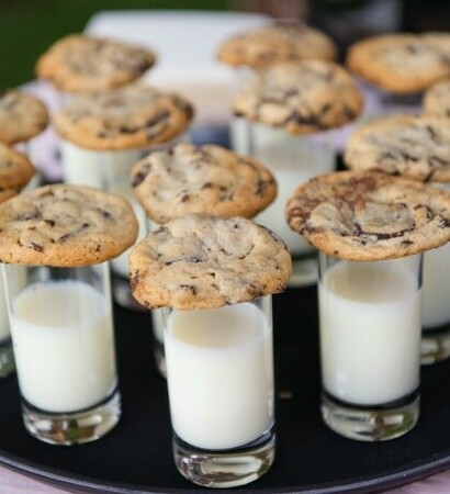Shots, cookie and milk and sweet