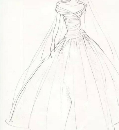 dress, skirt and sketch