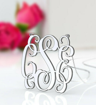 monogram necklace, wedding gifts and personalized monogram