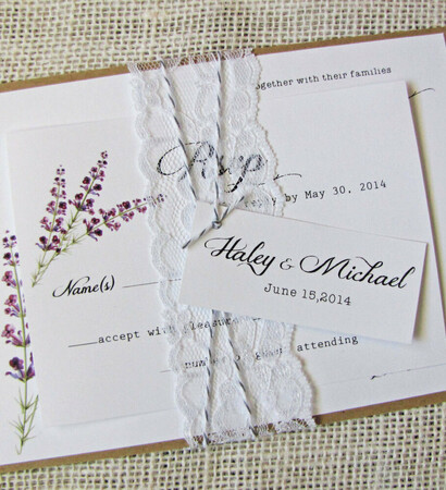 rustic wedding invitation, lace wedding invitation and wedding invitation