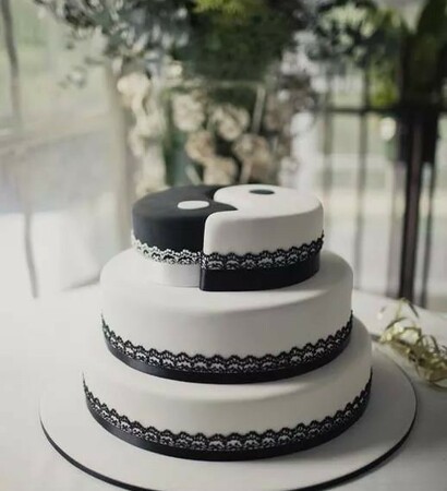 white, cake and black