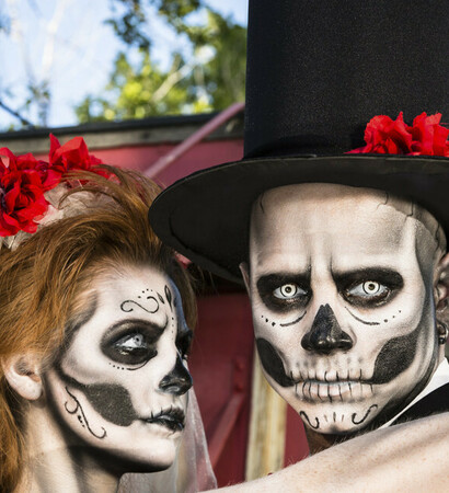 couple, skull and make up