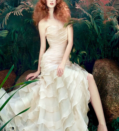 ivory, wedding dress and strapless