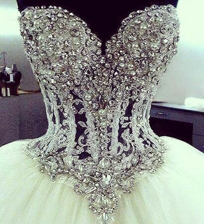 wedding dress, white dress and diamond dress