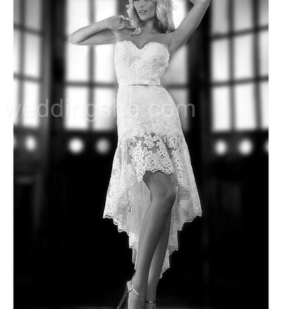 white wedding dress, short lace and lovely dress