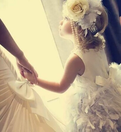 bride, flowergirl and dress