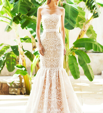 wedding dress and christos costarellos