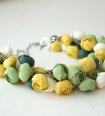 many flower necklace, unique necklace and bib necklaces