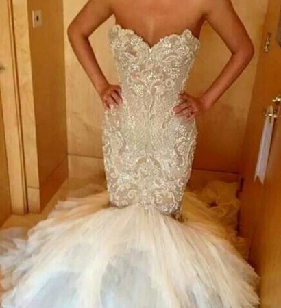 fish tail, lace and bride