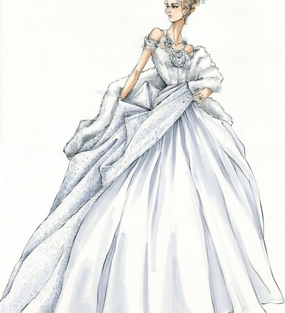 gown, drawing and wedding design