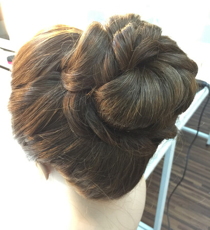 wedding hairstyling, up bun and bride hairdo