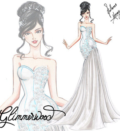 wedding dress, art and sketch