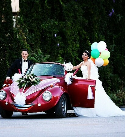 car, diffrent and bride