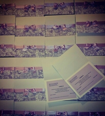 invitation, purple and white