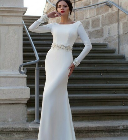 white, wedding dress and floral detailing