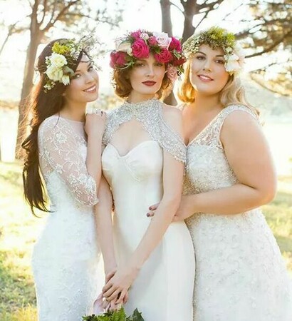 bride, flowers and bridemaids