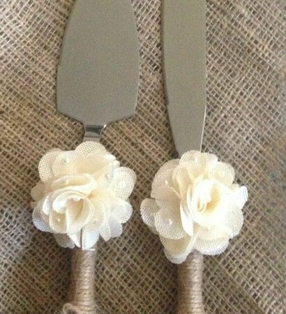 burlap, jute and cake knife