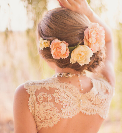 pearls, hairstyle and necklace