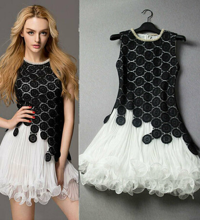lace, balck and white and dress
