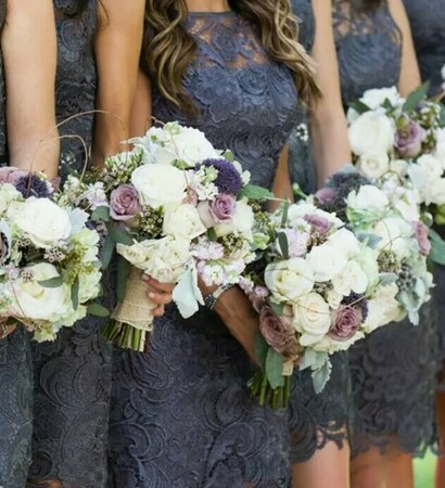 bride, maidofhonor and flowers