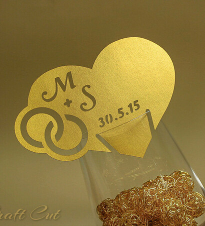 wine glass, shimmer and escort card