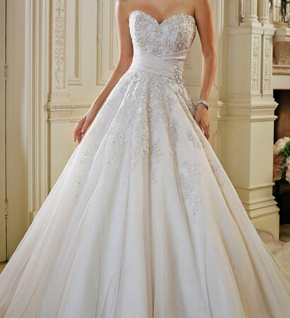wedding dress, embroidery and sparkles