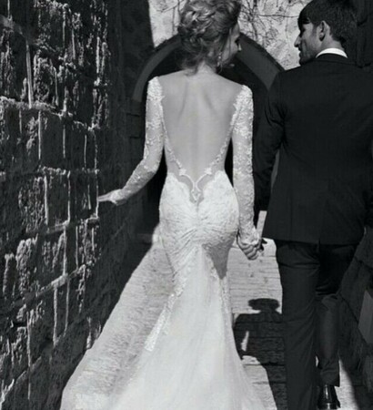 tuxedo, backless and bun