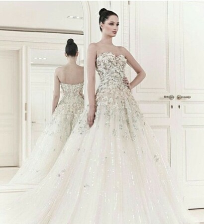 bride, wedding dress and floral