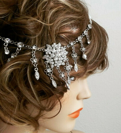 bridal headpiece, gatsby bridal headpiece and wedding hairpiece