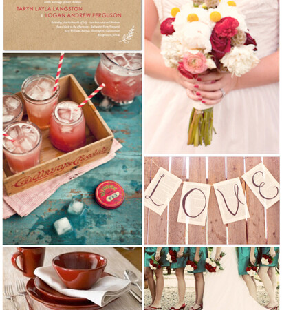 teal and red wedding