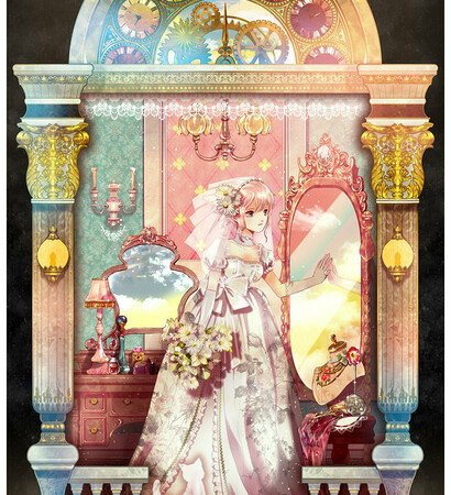 ribbon, anime and clock