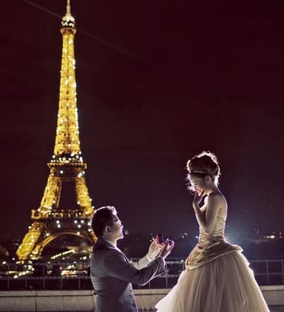 groom, paris and bride