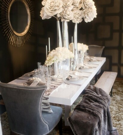 dinner, white and sophisticated