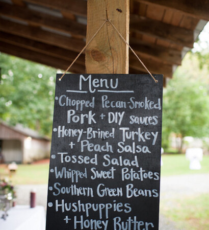 country wedding and menu
