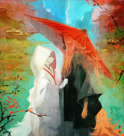 orange, draw and couple