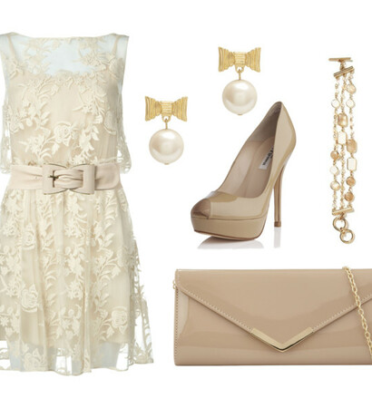 bow, cream and heel