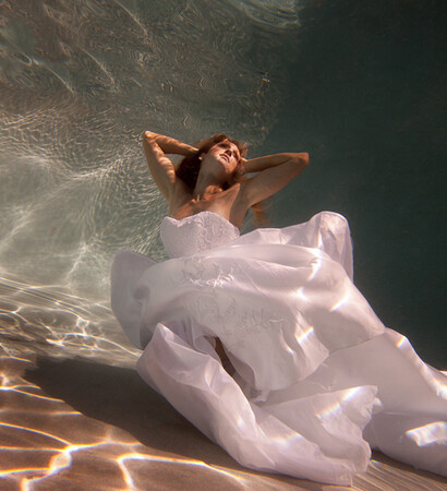 wedding dress, love and under water