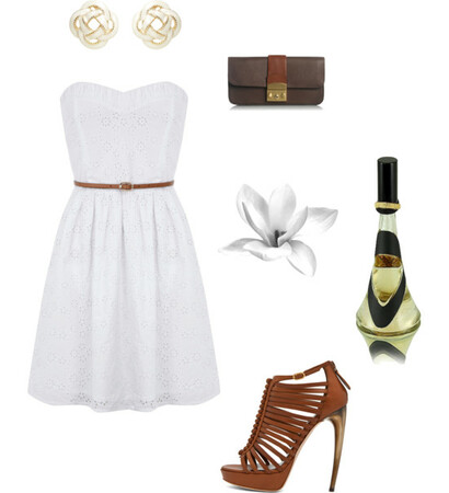 white, dress and clutch