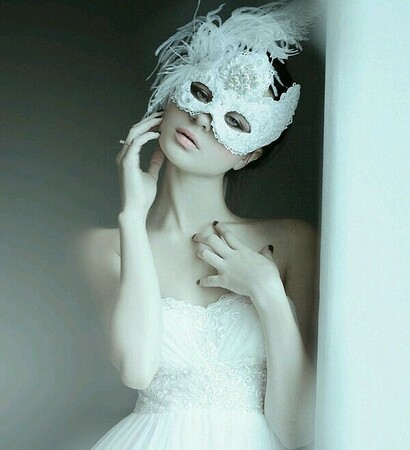 mask, wedding dress and wedding mask