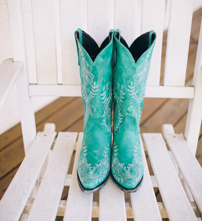 mint, cowboy boots and southern wedding