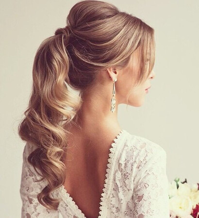 earrings, blonde and curly