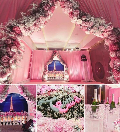 all pink wedding, wedding decoration and wedding decor
