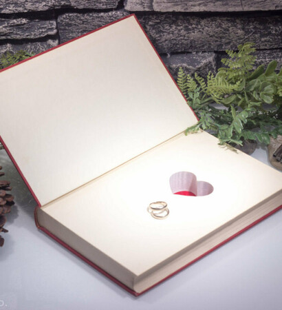 book, books and ring pillow