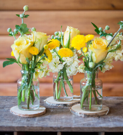 decor, yellow and mason jar