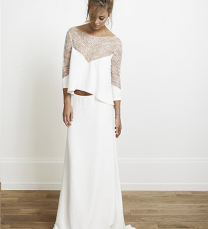 wedding dress, beautiful and crop top