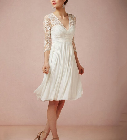 charming wedding dress, v-neck wedding dress and a-line wedding dress