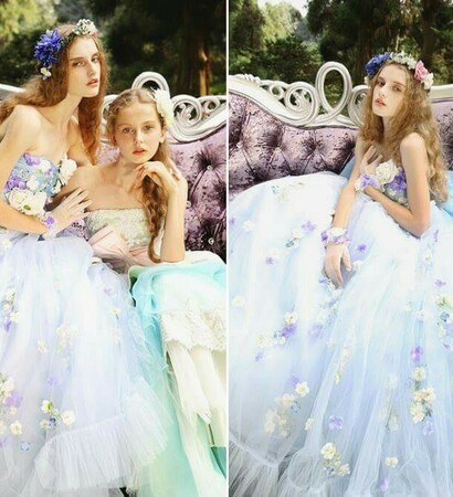 bridal gown, soft blue wedding dress and wedding dress